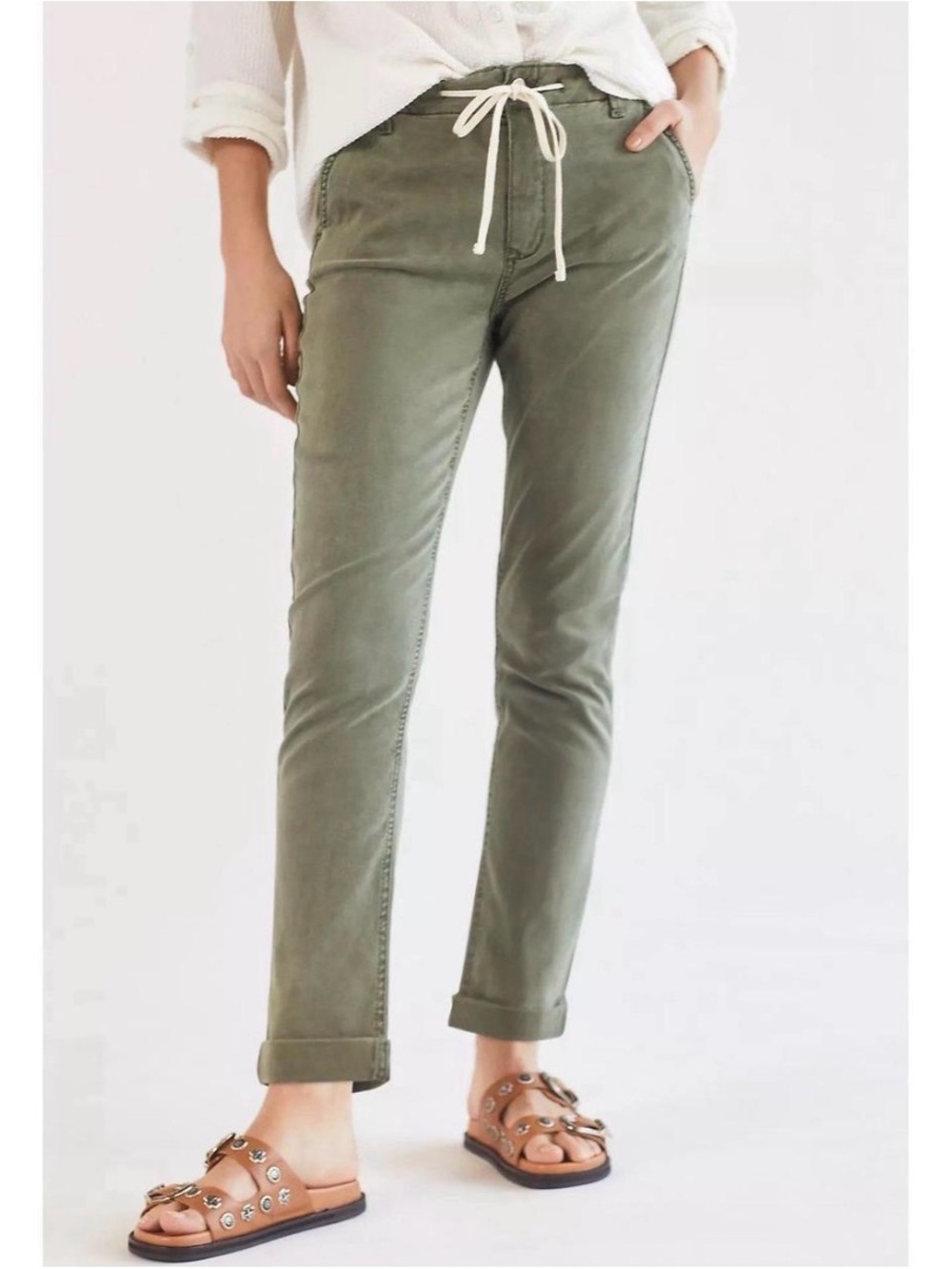 PAIGE Christy drawstring utility jogger pants olive green